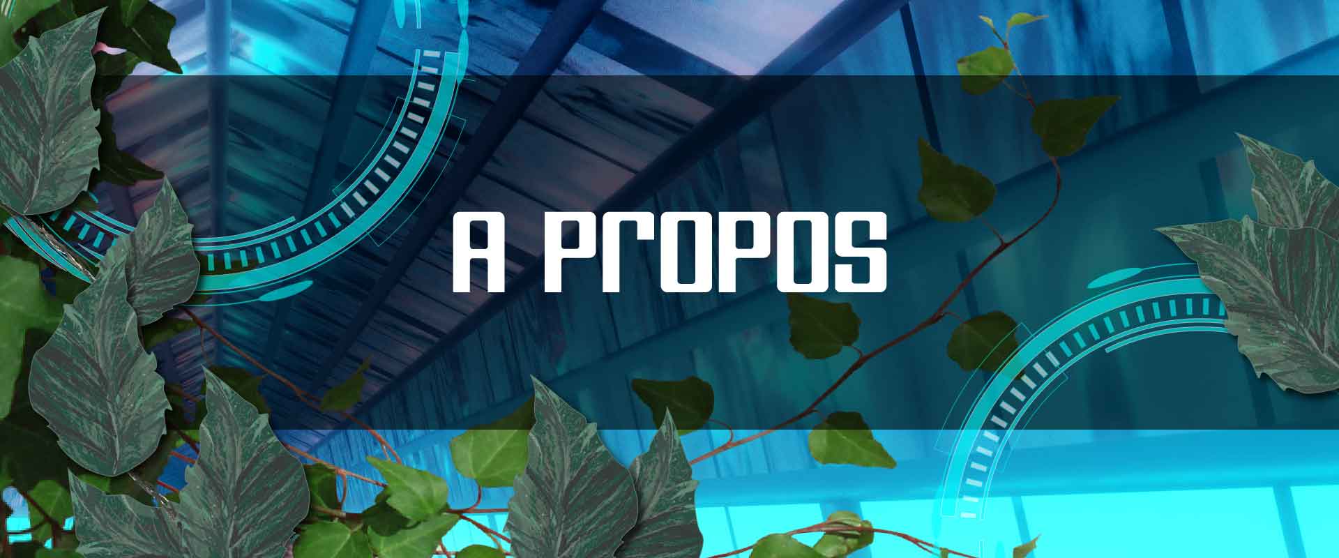 Header bannière de la page de la page à propos sur un fond futuriste naturel