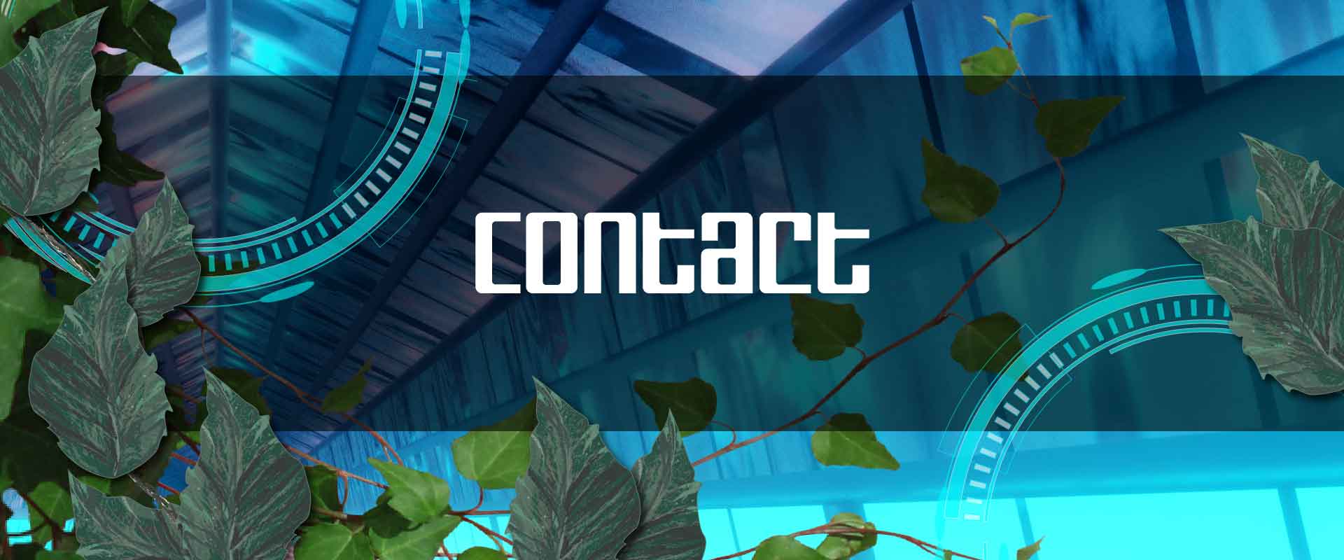 Header bannière de la page de contact sur un fond futuriste naturel