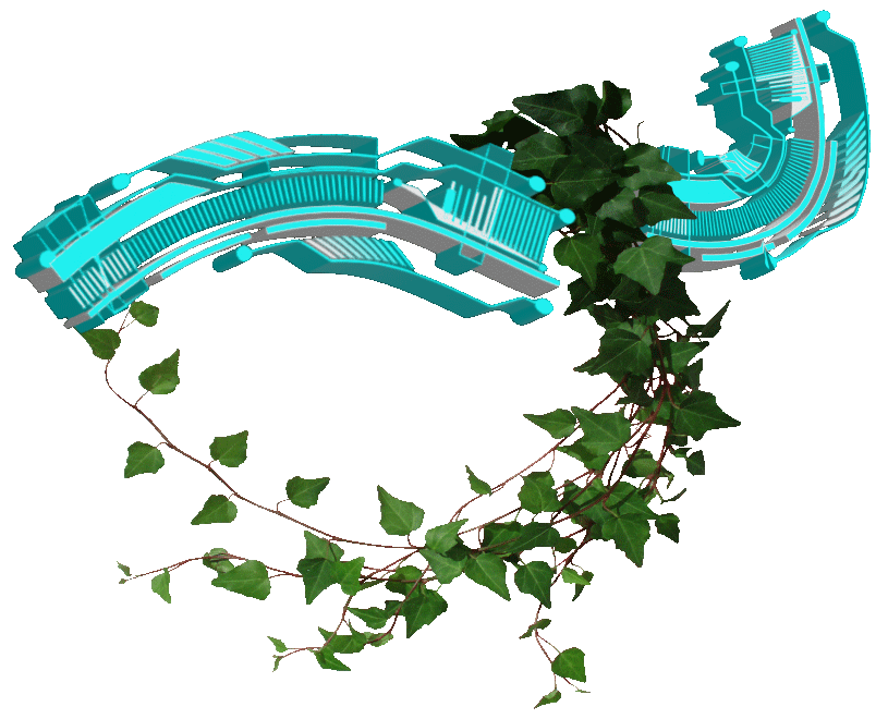 illustration futuriste en 3D et d'une branche de feuilles